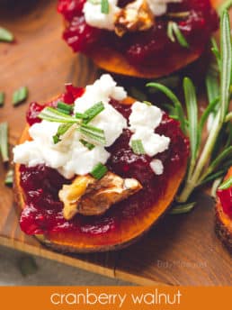 Cranberry Walnut Sweet Potato Rounds on serving board