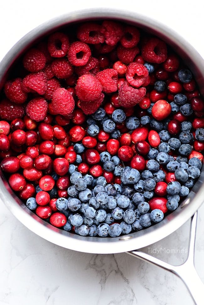 saucepan with fresh berries