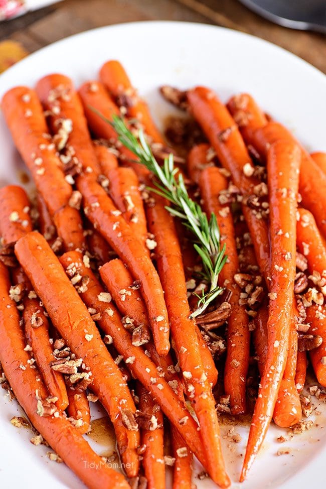 Pecan Pie Glazed Carrots on platter