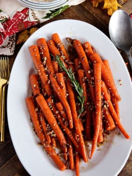 Pecan Pie Glazed Carrots on table