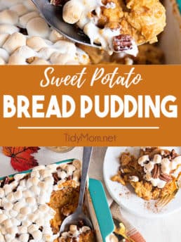 Sweet Potato Bread Pudding recipe collage