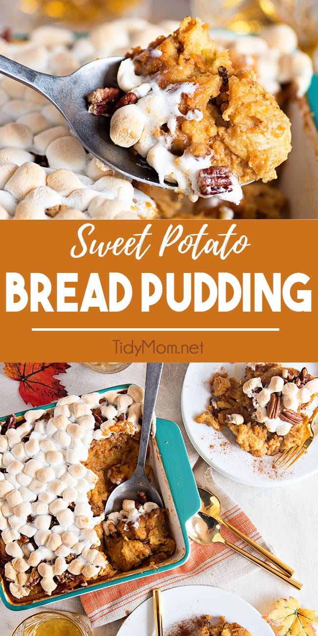 Sweet Potato Bread Pudding recipe collage