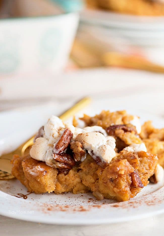 Sweet Potato Bread Pudding on plate