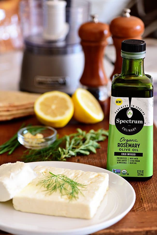 ingredients for Whipped Feta with fresh herbs 