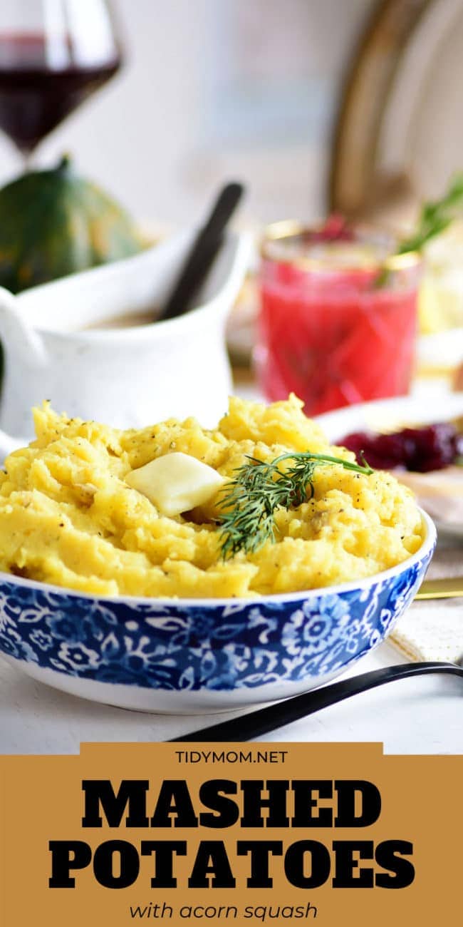 mashed potatoes in a blue bowl