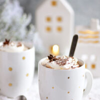 a warm mug of Butterscotch Schnapps Spiked Hot Chocolate