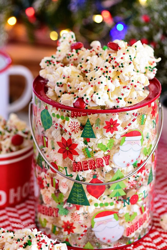 Christmas Popcorn in a bucket