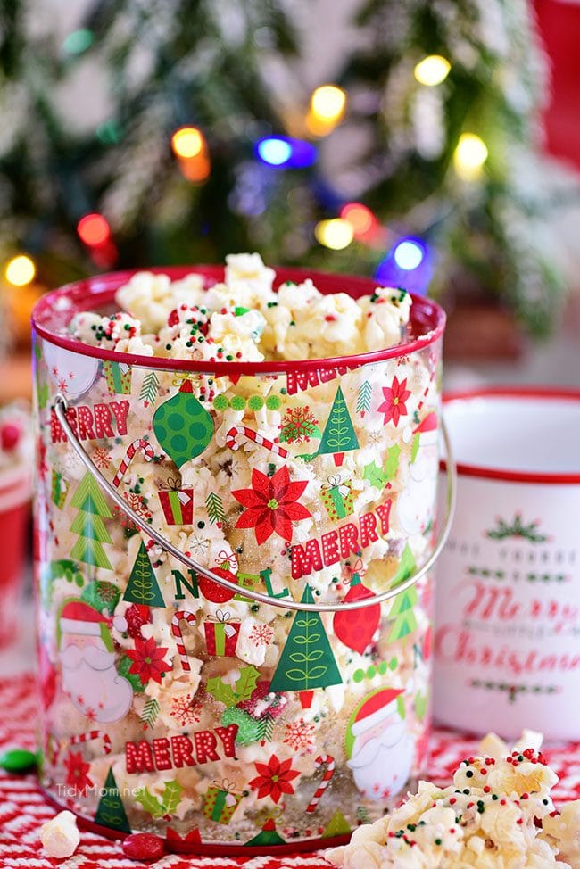 Santa Munch Christmas Popcorn in bucket