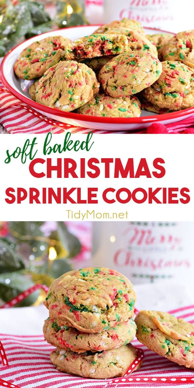 Soft-Baked Christmas Sprinkle Cookies collage image