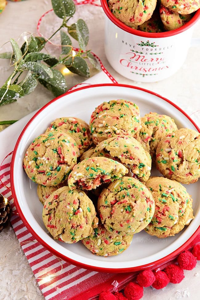Christmas Sprinkle Cookies on plate