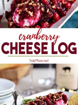 Red Wine Cranberry Cheese Log photo collage