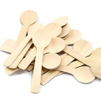 COOBL 3.9 Inches Mini Kitchen Wooden Ice Cream Dessert Spoons Disposable Wood Cutlery Tableware,Pack of 100