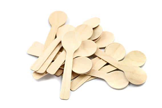 COOBL 3.9 Inches Mini Kitchen Wooden Ice Cream Dessert Spoons Disposable Wood Cutlery Tableware,Pack of 100
