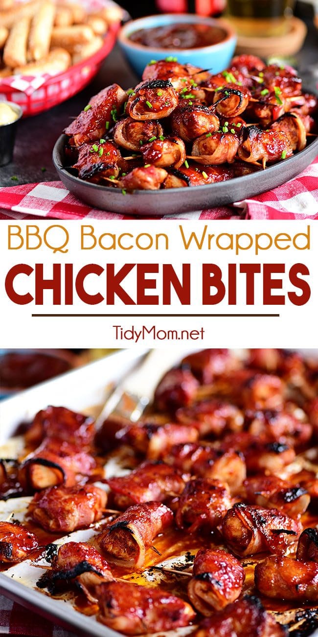 BBQ Bacon Wrapped Chicken Bites photo collage