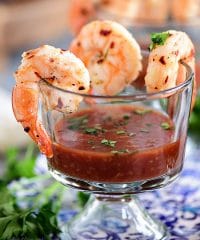 Garlic Roasted Shrimp in cocktail cup