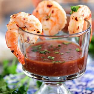 Garlic Roasted Shrimp in cocktail cup