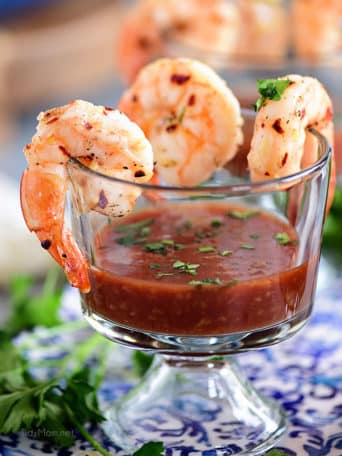 Garlic Roasted Shrimp in cocktail cup