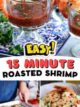 garlic roasted shrimp photo collage