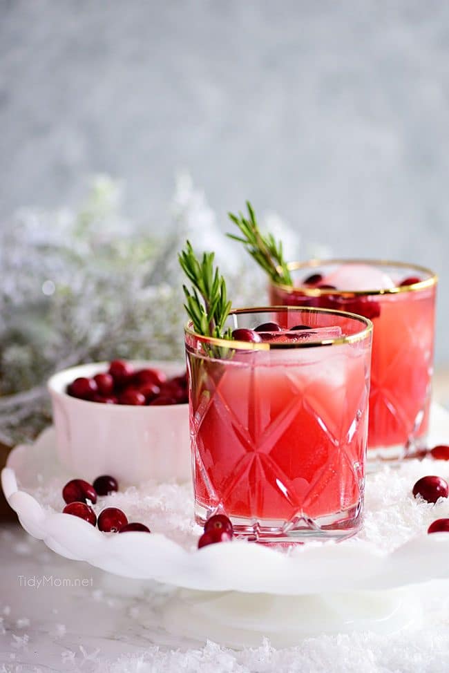 RUDOLPH’S TIPSY SPRITZER cocktail on a white tray