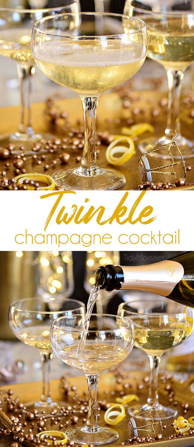 Twinkle champagne cocktail  photo collage