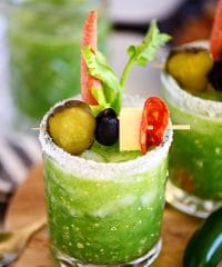 Verde Mary or Green Bloody Mary on tray