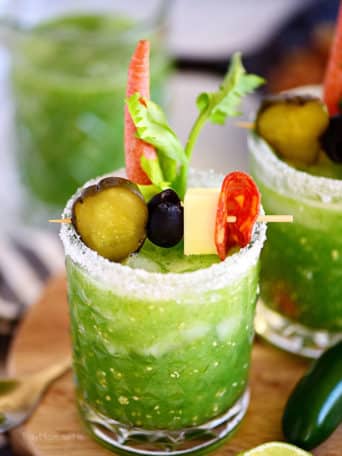 Verde Mary or Green Bloody Mary on tray