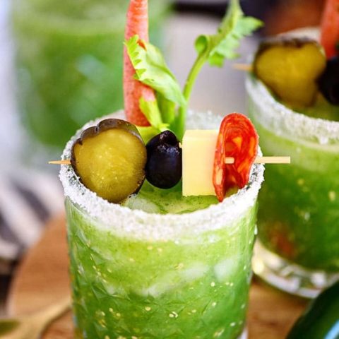 Verde Mary or Green Bloody Mary on tray