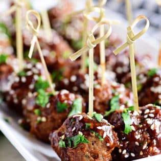 Asian Meatballs with toothpicks for appetizer
