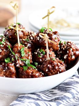 Sweet and Tangy Asian Meatballs appetizer in a bowl