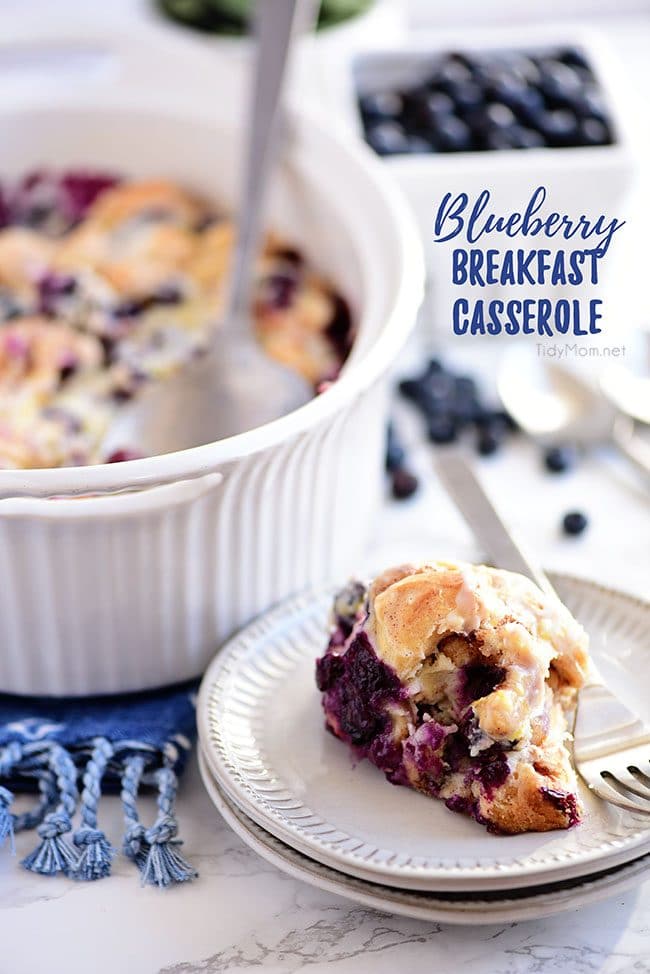 blueberry breakfast casserole with cinnamon rolls {video}