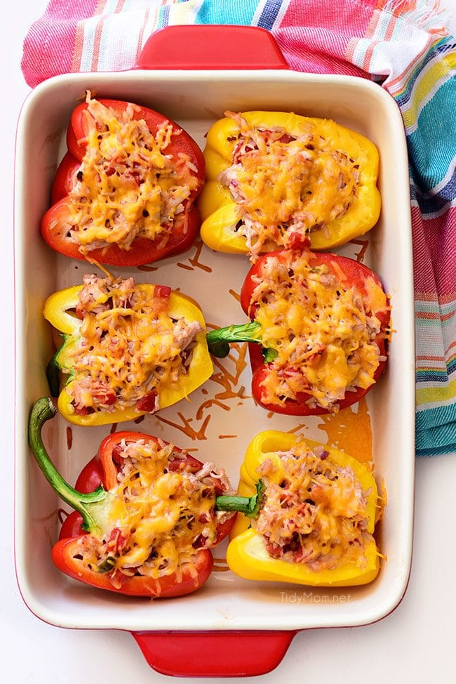 pan of Chicken Stuffed Peppers