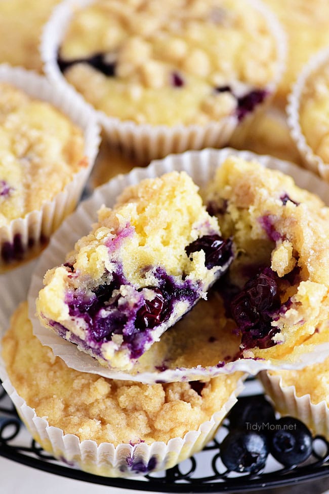 Lemon Blueberry Muffins with Crumb Topping - TidyMom®