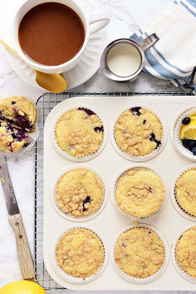 LEMON BLUEBERRY MUFFINS in muffin pan