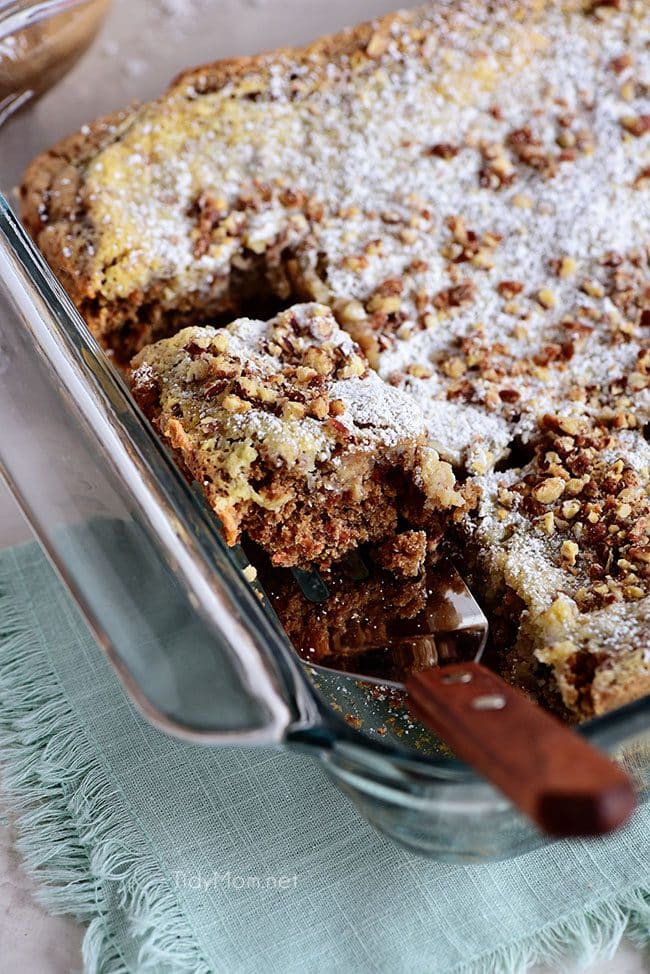 Carrot Cake Gooey Butter Cake in cake pan