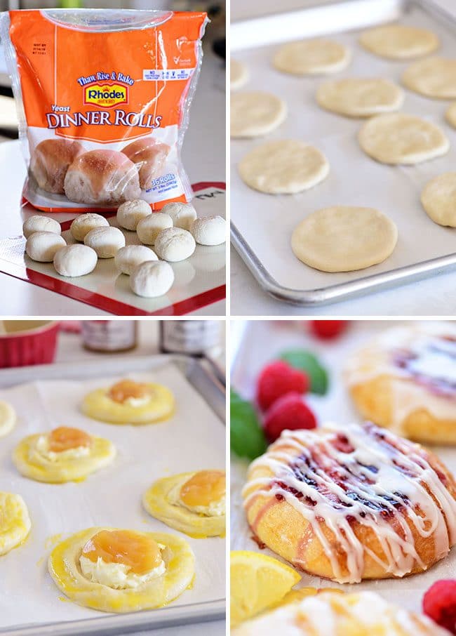 how to make homemade Cream Cheese Danishes with lemon and raspberry 