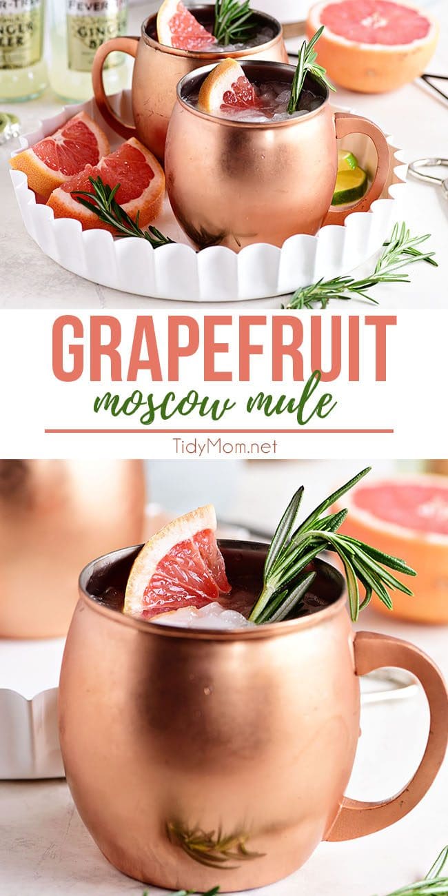 Fresh Grapefruit Moscow Mule cocktails photo collage