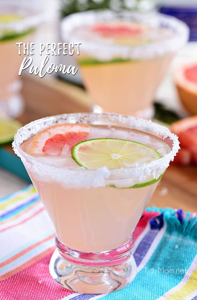 Perfect Paloma Cocktail with lime and grapefruit
