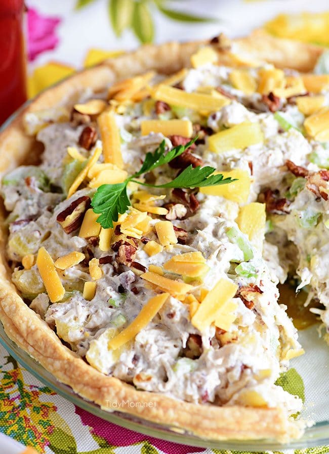 Pineapple Chicken Salad pie close up 