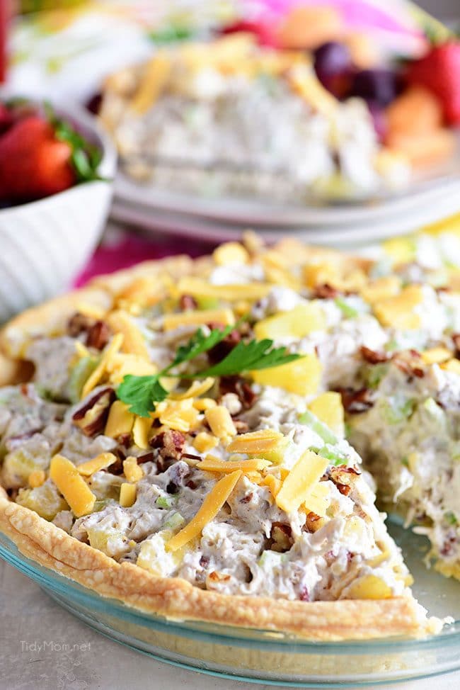 Pineapple Chicken Salad pie with one serving missing