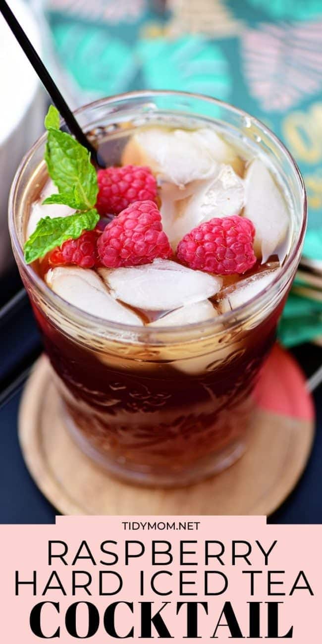 Raspberry Hard Iced Tea in a cocktail glass with a straw