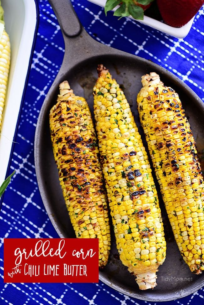 3 ears of grilled Chili Lime Corn On The Cob