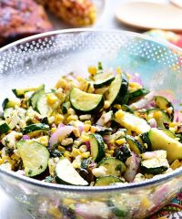 delicious grilled corn and zucchini salad in a bowl