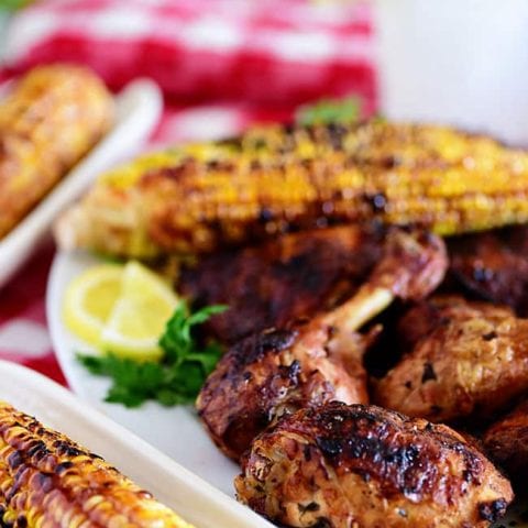 grilled chicken and corn on the cob