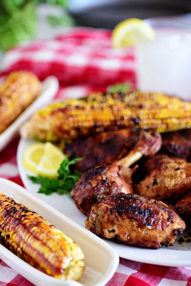 grilled chicken and corn on the cob