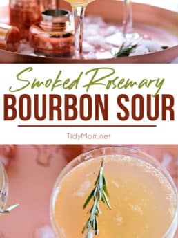 Bourbon Sour with smoked rosemary photo collage