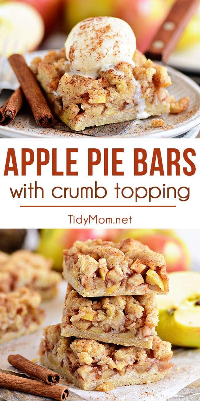 Collage photo de barres de tarte aux pommes