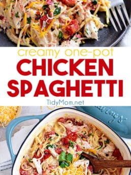 Creamy One-Pot Chicken Spaghetti photo collage