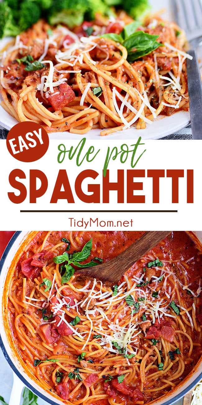Easy One-Pot Spaghetti recipe photo collage