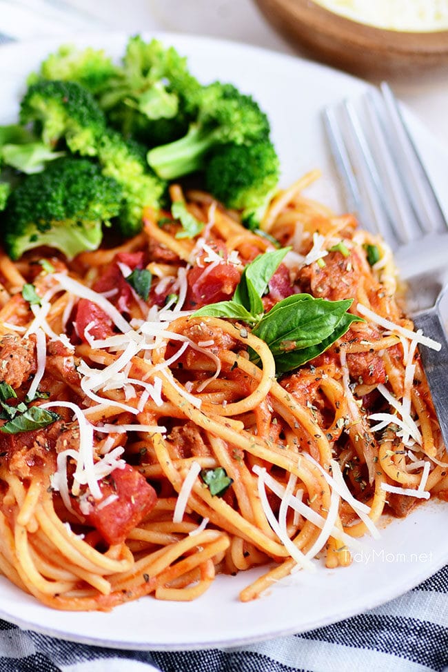 a plate of Easy One-Pot Spaghetti 
