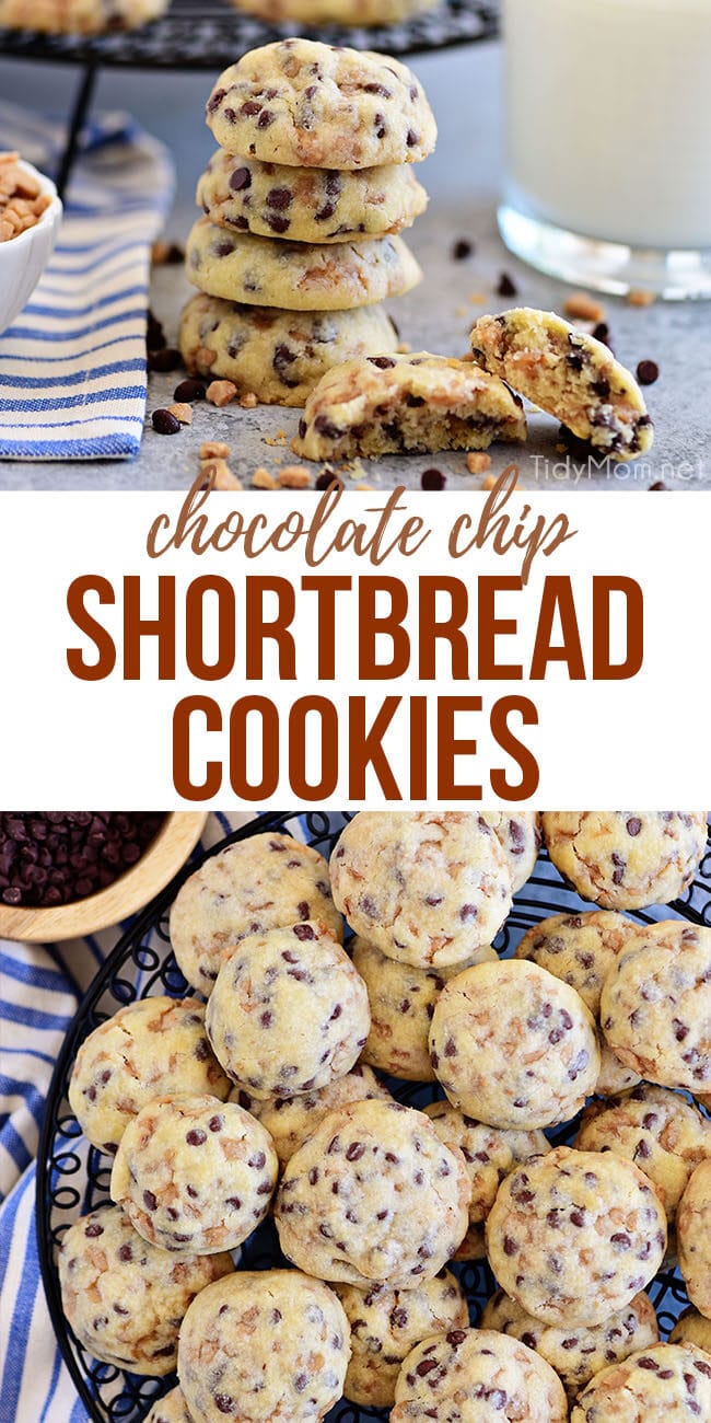 Toffee Chocolate Chip Shortbread Cookies photo collagte